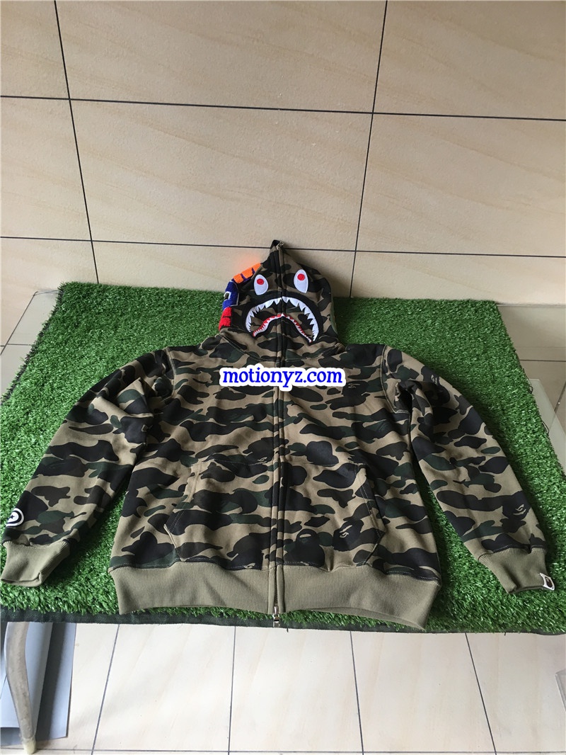 A Bathing Ape Shark Hoodies Green Camo